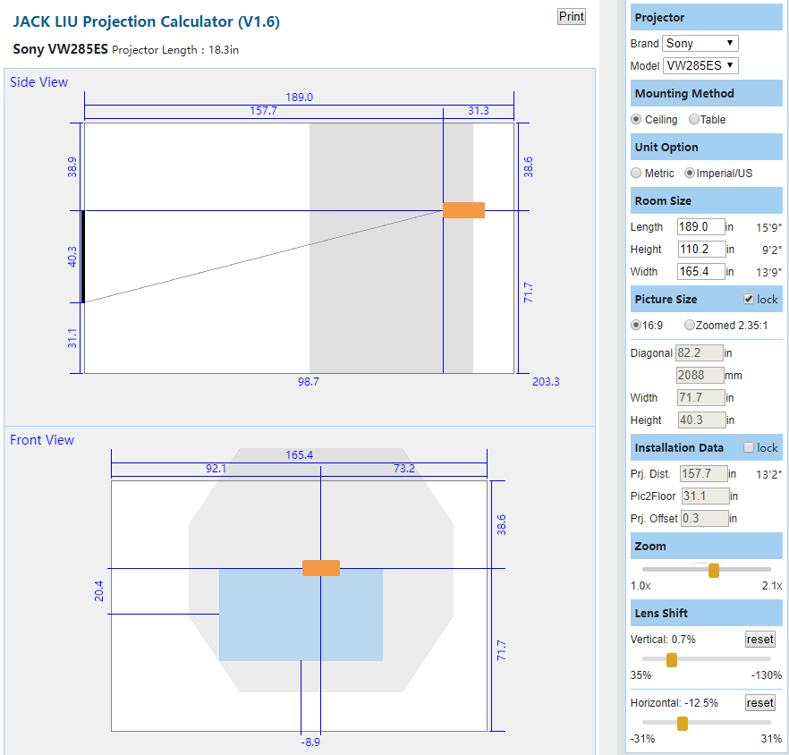 a Projection Calculator (Zoom + Lens Shift!!!) AVS Forum