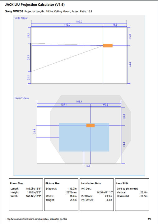 Recommend A Projection Calculator Zoom Lens Shift